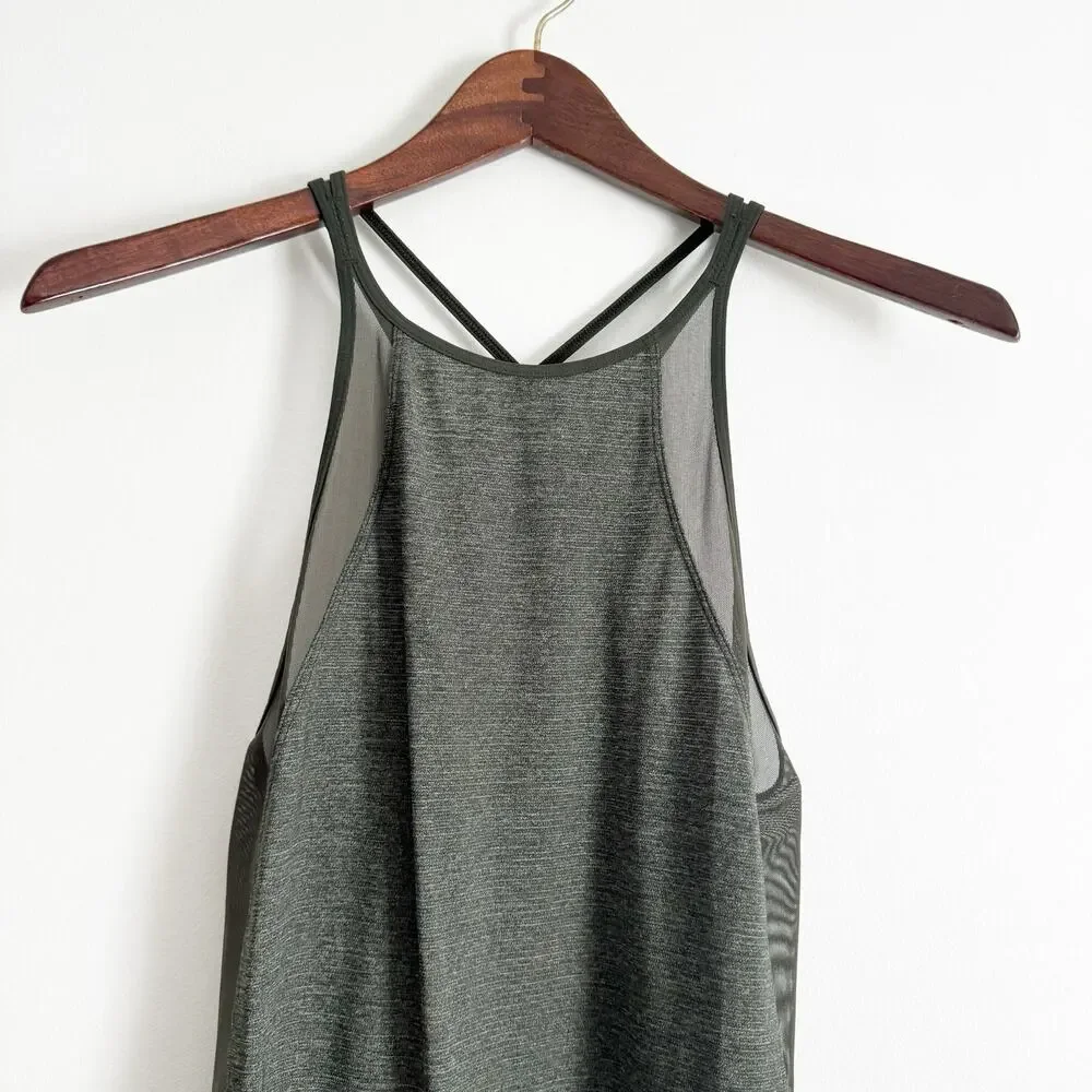 LULULEMON Run Off Route Tank Top Heathered Camo Green